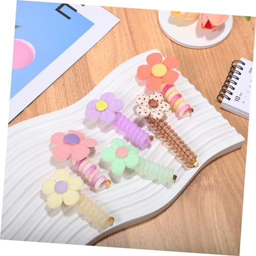 CLISPEED 6 Stück Teiliges Haargummi für Mädchen Elastische Blumen Haargummis Süße Ponytail Halter Grün Gelb Orange Bequem und Haarschonend Vielseitig für Haarlängen von CLISPEED