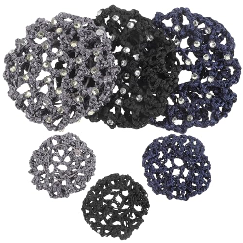 CLISPEED 6 Stück Teiliges Haarnetz Damen Elastische Haarnetze mit Strass für Dutt und Pferdeschwanz Geeignet für Dünnes und Dickes Haar Professioneller Haarschmuck für Flugbegleiterinnen von CLISPEED