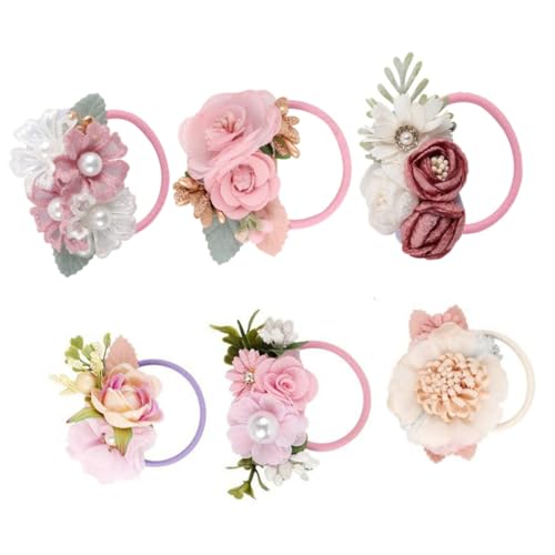 CLISPEED 6 Stück Teiliges Mädchen Haargummis mit Blumenmotiv Elastische Haarbänder für Kleinkinder Bunte Ponytail Holder Farbenfrohe Haarschmuck Accessoires für Junge Mädchen von CLISPEED