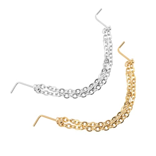 CLISPEED 6 Stück Teiliges Nasenring aus Edelstahl Doppellagige Nasenkette und Nasenstecker Leichtes Piercing Schmuckset für Modische Damen Langlebig und Alltagstauglich Stilvolles von CLISPEED