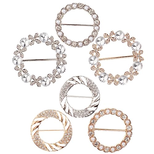 CLISPEED 6 Stück Teiliges Runde Strass Tuchclips aus Metall Schalspangen mit Glatter Oberfläche Vielseitig für für Hochzeiten Geburtstage und Tägliche Outfits von CLISPEED