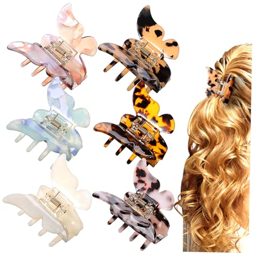 CLISPEED 6 Stück Teiliges Schmetterling Haarklammern aus Robustem Acetat Bunte Haarspangen mit Fester Fixierung für Damen und Mädchen bei Sport Party Alltag und DIY Frisuren von CLISPEED