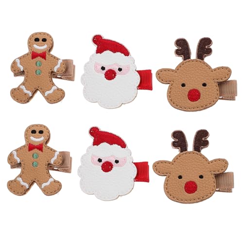 CLISPEED 6 Stück Teiliges Weihnachts Haarspangen mit Niedlichen Santa Rentier und Lebkuchenmännchen Motiven Stabile Haarklammern für Damen für Festtage Party und Alltag von CLISPEED