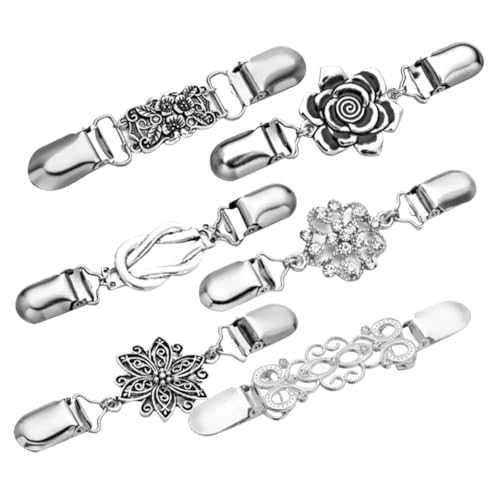 CLISPEED 6 Stück Vintage Blütenbrosche Kragenkette Teiliges Anstecknadeln für Hemd Pullover und Cardigan Langlebige Schmuckclips für Damen und Herren Vielseitig für Festliche und Casual von CLISPEED