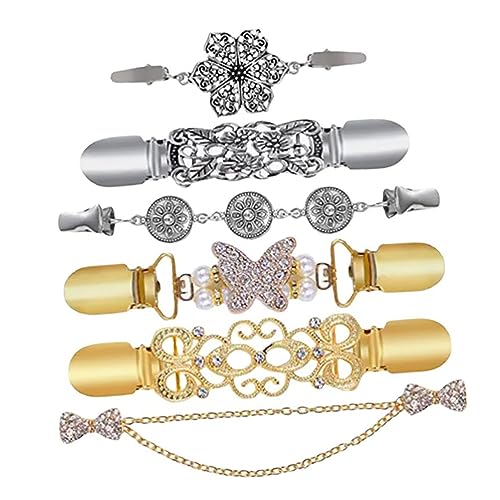 CLISPEED 6 Stück Vintage Teiliges Kleid Clips Wiederverwendbare Metallbrosche für Pullover Strickjacke Schal und Kragen Vielseitig Einsetzbar Einfach zu Befestigen für Damen und Herren von CLISPEED