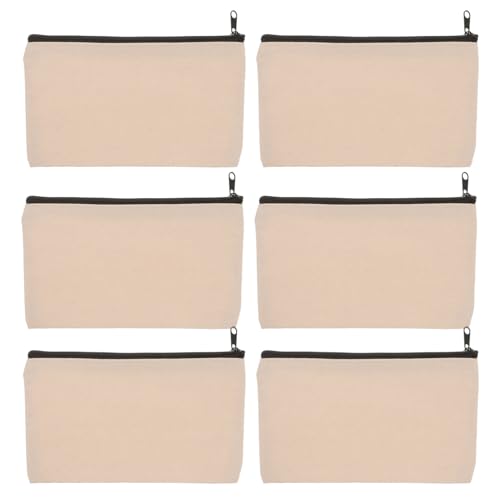 CLISPEED 6Stücke Kleine Reißverschlusstasche Canvas für Stifte Bleistiftetui Tragbare Make Up Tools Leere Stiftaufbewahrungstasche für Schule und Reisen von CLISPEED