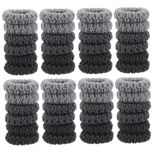 CLISPEED 60 Stück Elastische Haargummis mit Hoher Dehnbarkeit Flauschige Strick-haargummis Dicke Zopfgummis für Frauen Mädchen Teens Modische Haaraccessoires in Grautönen von CLISPEED