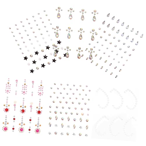 CLISPEED 6Blätter Selbstklebende Gesichtssteine Aufkleber für Make Up Funkelnde Gesichtsjewelen für Festival und Party Einfach Anzubringen für Looks von CLISPEED