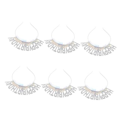 CLISPEED 6stücke Geburtstags-stirnbänder Für Mädchen Glitzerndes Haar-accessoire Happy Birthday Party Weiß Leichtes Design Geeignet von CLISPEED