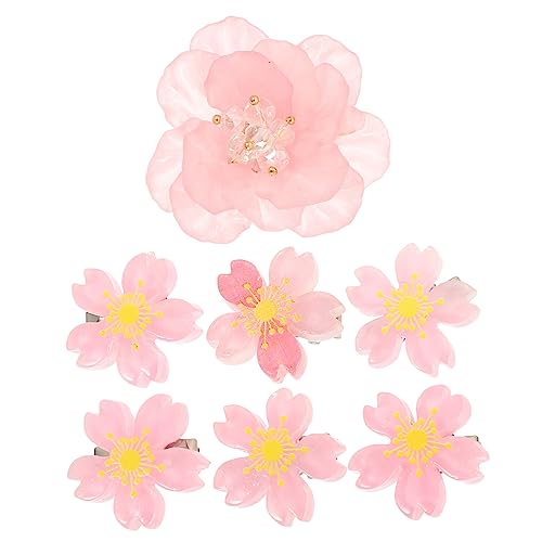 CLISPEED 7 Stück Kirschblüten Haarspangen Rutschfeste Blumen Haarclips für Damen und Mädchen Sommer Haaraccessoire für Hochzeiten und Besondere Anlässe von CLISPEED