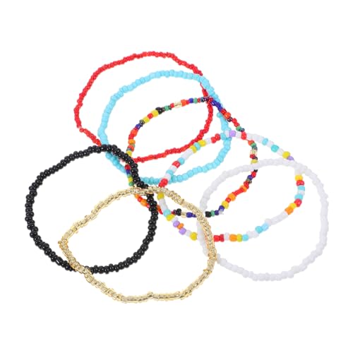 CLISPEED 7 Stück Teiliges Bunte Perlenarmbänder Handgefertigte Leichte Single Layer Armbänder im Boho Ethno Stil für Damen Vielseitige Hand und Fußkettchen Schmuckstücke für Alltag und von CLISPEED