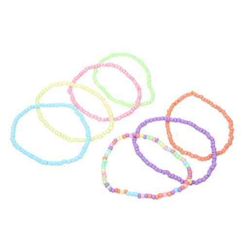 CLISPEED 7 Stück Teiliges Bunte Perlenarmbänder Stapelbare Strandarmbänder für Mädchen Stabile Farbenfrohe Schmuckstücke Kindgerechte Charms Vielseitig Kombinierbar für Alltag und von CLISPEED