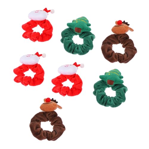 CLISPEED 7 Stück Teiliges Weihnachts Haarband mit Niedlichen Plüschdesigns Weiche Elastische Haargummis für Damen und Mädchen Schonend zum Haar Festhaltend und Modisch für Festliche von CLISPEED