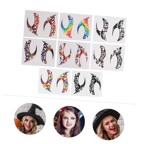 CLISPEED 8 Paare Temporäre Eyeliner Tattoos Augen Make Up Aufkleber Langlebiges Körperkunst für Erwachsene und Party Dekoration Designs für Individuelles Augen Make Up von CLISPEED