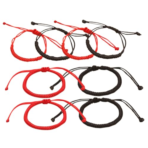 CLISPEED 8 Stück Teiliges Geflochtene Armbänder aus Langlebigem Material Handgefertigte Rote und Schwarze Kordelarmbänder Verstellbar für Damen und Herren Stilvoller Glücksbringer zu von CLISPEED