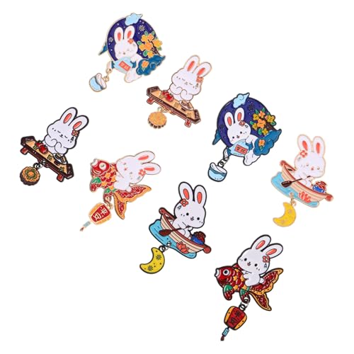 CLISPEED 8 Stück Teiliges Hasenform Broschen Zinklegierung Niedliche Cartoon Kaninchen Anstecker Emaillierte Tier-broschen für Kleidung Rucksäcke und Pullover Originelles Damen Schmuck von CLISPEED