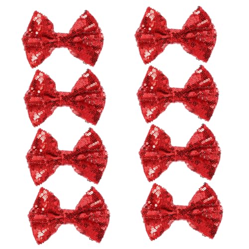 CLISPEED 8 Stück Teiliges Pailletten Haarspangen Rote Schleifen Haarclips mit Glitzereffekt Haarklammern für Geburtstag Weihnachten Neujahr Party Stilvolle Accessoires für Damen von CLISPEED