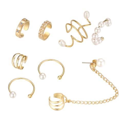 CLISPEED 8 Stück Teiliges Perlen Ohrclips Damen und Herren Nicht Piercing Ohrschmuck Leicht Elegant Für Geburtstag Fest Cosplay und Alltag von CLISPEED