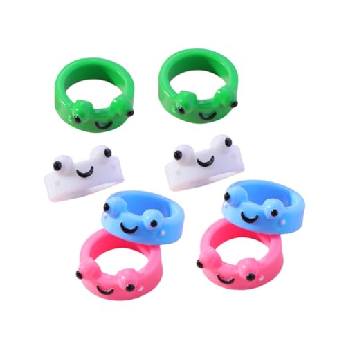 CLISPEED 8 Stück Teiliges Resin Frosch Ringe in Verschiedenen Farben Dekorativer Frosch Schmuck Damen Ring Ergonomisch Geformt Langlebig und Modisch für Eleganten Look Zufällige Farbe von CLISPEED