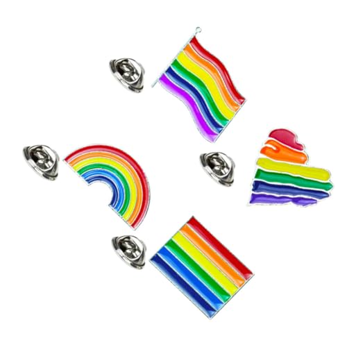CLISPEED 8 Stück Teiliges Set Bunte Regenbogen liebesflagge Broschen Herzförmig Emaille Anstecknadeln Modische Reversnadeln für Kleidung und Corsage Langlebig Tropfenförmig Lackiert Lgbt von CLISPEED