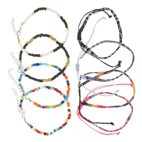 CLISPEED 8 Stück Teiliges Set Damen Fußkettchen Verstellbare Boho Knöchelarmbänder Hautfreundlichem Material Fußschmuck für Strandpartys und Festivals von CLISPEED