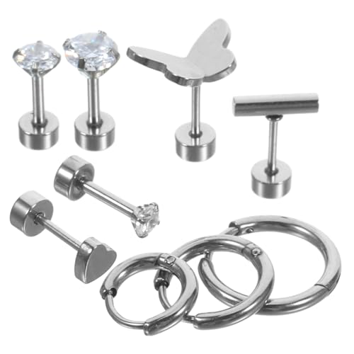 CLISPEED 9 Stück Teiliges Damen Ohrstecker aus Vielseitige Creolen und Stecker Hypoallergen und Langlebig für Alltag und Besondere Anlässe Modischer Ohrschmuck für Frauen von CLISPEED