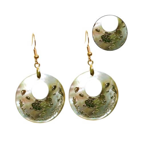 CLISPEED Abalone Shell Ohrringe Rund Hollow Dangler Modisch Natürlich Langlebig Damen Mädchen Accessoires von CLISPEED