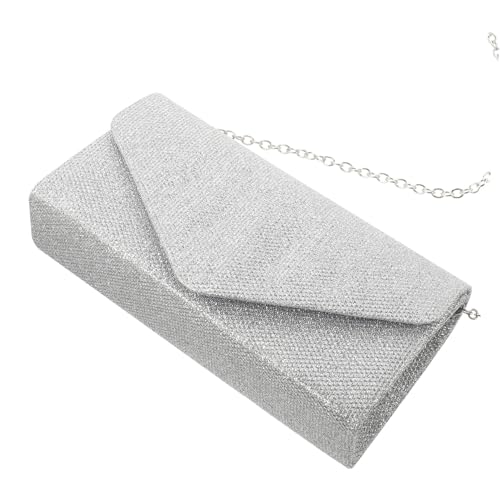 CLISPEED Abendtasche Damen Elegant Silber Clutch Handtasche mit Kette Kleine Mode Tasche für Hochzeit Party Bankett Soiree Geeignet für Handy Kosmetik Schmuck Schlüssel Karten von CLISPEED