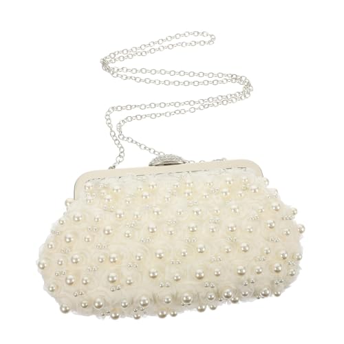 CLISPEED Abendtasche mit Perlenverzierung Leichte Clutch Handtasche für Hochzeit Bankett Cocktailparty Abnehmbarer Verschluss Kleine Tasche für Damen Vielseitig Kombinierbar von CLISPEED