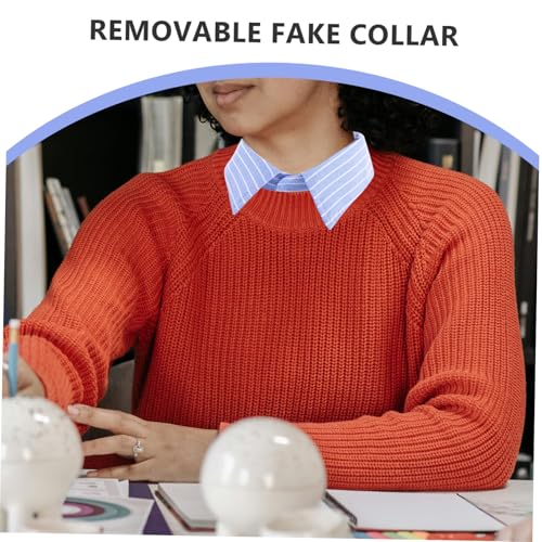 CLISPEED Abnehmbarer Blauer Streifen kragen aus Atmungsaktivem Polyester Falscher Halbschultern kragen für Damen und Mädchen Komfortabler Einsatz zur Outfit veredelung bei Arbeit und von CLISPEED