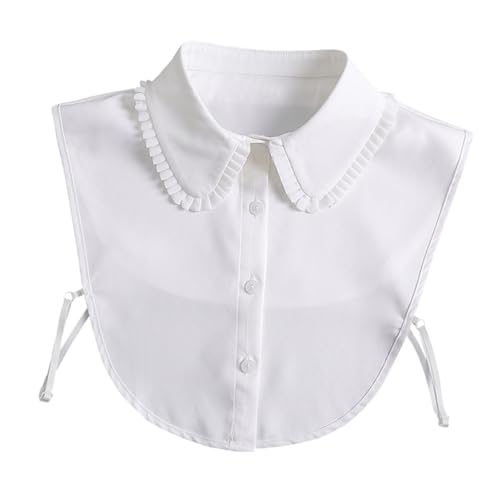 CLISPEED Abnehmbarer Chiffon Fake Kragen Damen Leichter Baumwolle Halbschulter Blusenkragen Atmungsaktiv Vielseitig für Party Hochzeit Alltag Elegant und Modisch von CLISPEED