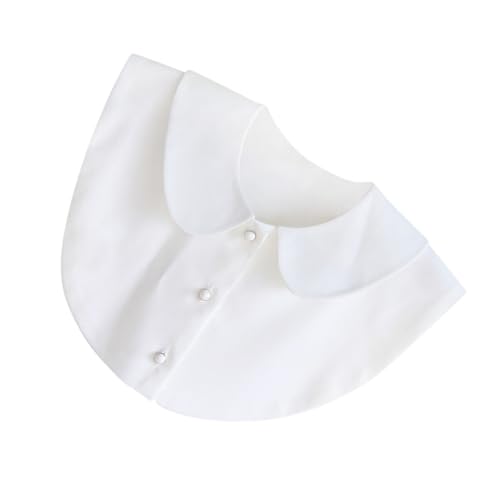 CLISPEED Abnehmbarer Falscher Kragen Damen Mädchen Halbbluse Einsatz Rundhals Weiß Baumwolle Mischgewebe Komfortabel und Vielseitig für Kleider Pullover Blusen von CLISPEED