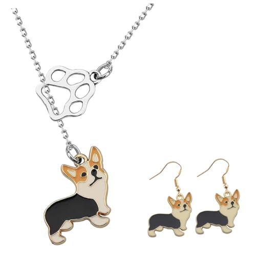 CLISPEED Alloy Corgi Schmuckset mit Hundemotiv Halskette und Ohrstecker Niedliches Hundegeschenk für Frauen Eleganter Party schmuck Fein Verarbeitet Perfektes Geschenkset CLISPEED Alloy Corgi Schmuckset mit Hundemotiv Halskette und Ohrstecker Niedliches Hundegeschenk für Frauen Eleganter Party schmuck Fein Verarbeitet Perfektes Geschenkset von CLISPEED