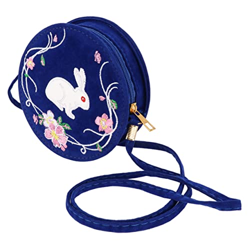 CLISPEED Antike Bestickte Umhängetasche Damen Samt Rundes Design Chinesischer Hanfu Stil Eleganter Vintage Crossbody Bag von CLISPEED
