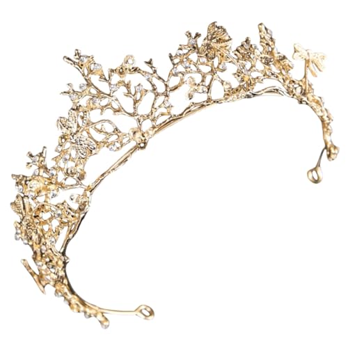CLISPEED Antike Goldfarbene Tiara mit Strassbesatz Leichtes Legierungs Diadem für Damen Brautkrone für Hochzeit Festliche Kopfbedeckung mit Barockem Design Bequem und Stilvoll von CLISPEED