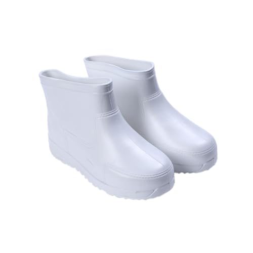 CLISPEED Antiskid Low Canister Regenstiefel Dicke Säurebeständige Eva Schuhe Verschleißfest rutschfest Weiße Kurzstiefel für Herren Sicherer Halt bei Nässe von CLISPEED