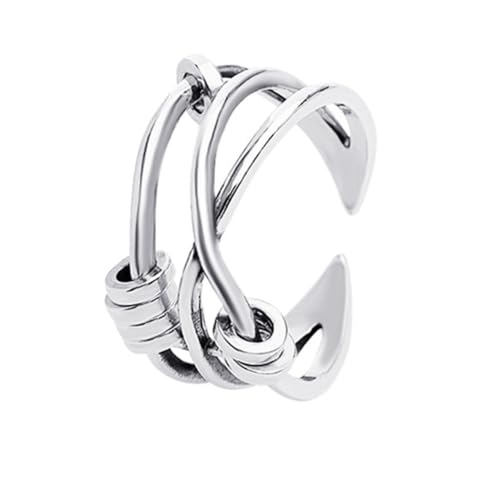 CLISPEED Anxiety Ring Damen Verstellbar mit Drehbaren Perlen Geometrischer Offener Fingerring aus Langlebiger Legierung Modischer Stressabbau Schmuck für Entspannung und Komfort CLISPEED Anxiety Ring Damen Verstellbar mit Drehbaren Perlen Geometrischer Offener Fingerring aus Langlebiger Legierung Modischer Stressabbau Schmuck für Entspannung und Komfort von CLISPEED