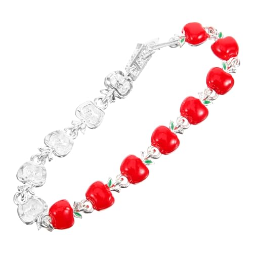 CLISPEED Apfelarmband Damen Dekoratives Charmarmband Legierung Rotes Apfelarmband für Frauen Einzigartiges Design für Alltag und Besondere Anlässe von CLISPEED