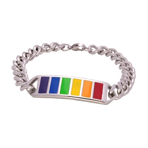 CLISPEED Armband Unisex Regenbogenfarben Schlichtes Titanstahl Schmuckstück für Männer und Frauen Vielseitig Lgbtq Pride Accessoire von CLISPEED