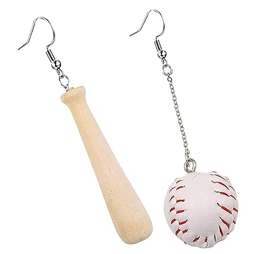 CLISPEED Baseball Schlager Ohrringe Asymmetrisch Für Frauen Holzohrringe Einfache Sport Ohrringe Mit Kugel Anhänger Für Party Geburtstag Urlaub Weihnachten von CLISPEED