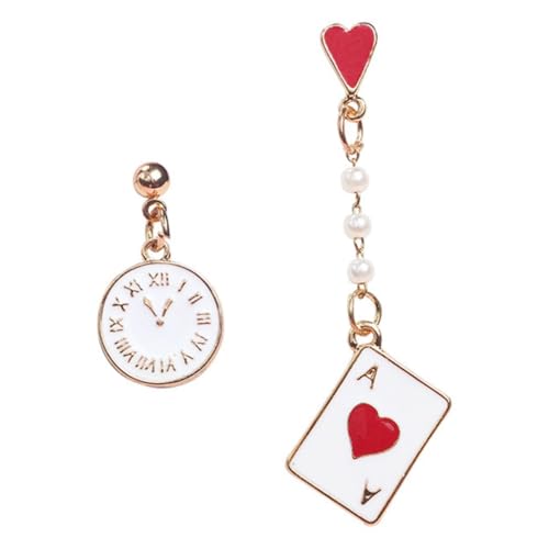 CLISPEED Asymmetrische Damen Ohrhänger mit Spielkarten und Uhr Design Kreative Dangle Ohrringe Ohrstecker für Besondere Anlässe und Alltagsstil für Frauen CLISPEED Asymmetrische Damen Ohrhänger mit Spielkarten und Uhr Design Kreative Dangle Ohrringe Ohrstecker für Besondere Anlässe und Alltagsstil für Frauen von CLISPEED