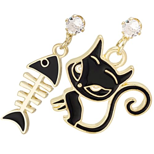 CLISPEED Asymmetrische Katzen Fischgräten ohrringe Trendige Drop Earrings für Teenager Mädchen und Damen Modischer Schmuck für Party Date Valentinstag von CLISPEED