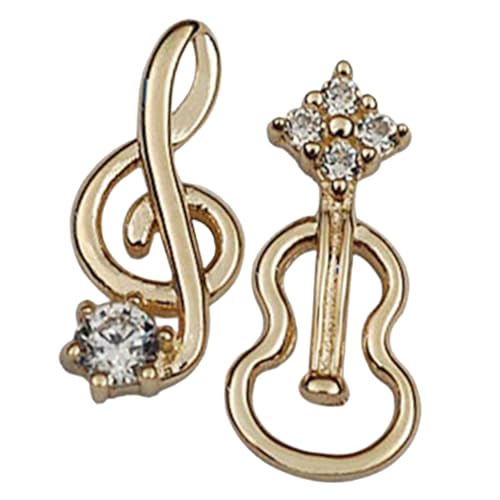 CLISPEED Asymmetrische Kleine Ohrstecker Musiknoten und Violine Legierter Schmuck mit Funkelnden Zirkonia Geschenkidee für Musikliebhaberinnen Modische Bequeme Alltags ohrringe von CLISPEED