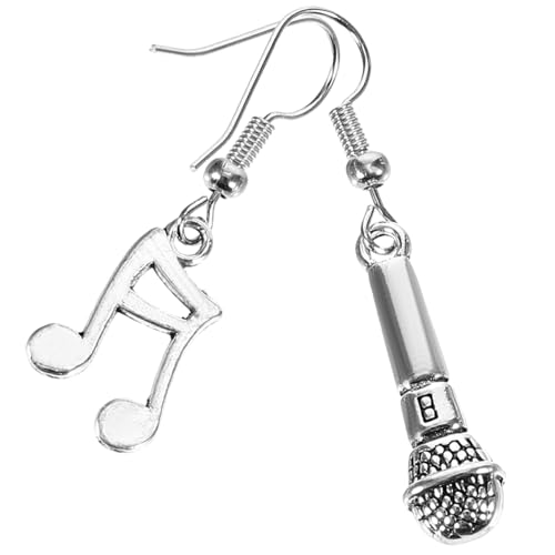 CLISPEED Asymmetrische Musiknoten Ohrhänger Damen Dekorative Textur Leichte Sichere Mikrofon Ohrringe Vielseitig Tragbar für Alltag Party Konzert für Musikliebhaberinnen von CLISPEED