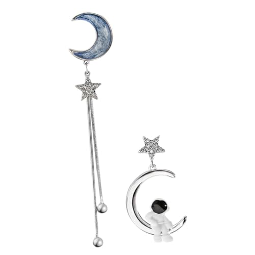CLISPEED Asymmetrische Tassel Ohrringe Damen Lange Baumelnde Mond Stern ohrringe Modische Statement Hängeohrringe für Herbst Winter Auffällige Kreative Design accessoires für Party von CLISPEED