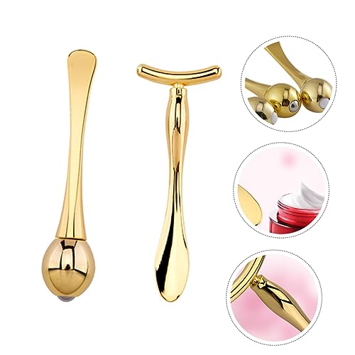 CLISPEED Augenmassagestäbe T-Förmige Make Up Sticks Doppelseitiger Gesichtsmaskenlöffel für Frauen Sanfte Augenmassage zur Durchblutung und Reduzierung von Augenringen von CLISPEED