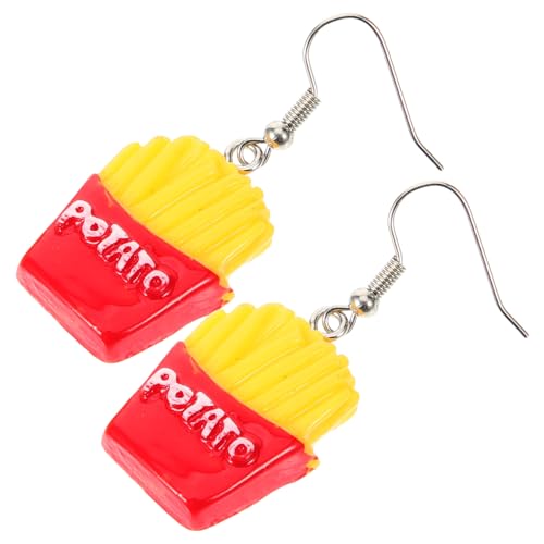CLISPEED Ausgefallene Resin Ohrringe Damen Dekorative Handgefertigte French Fries Ohrstecker Hautfreundlich Modisch für Party und Alltag Einzigartiges Design von CLISPEED