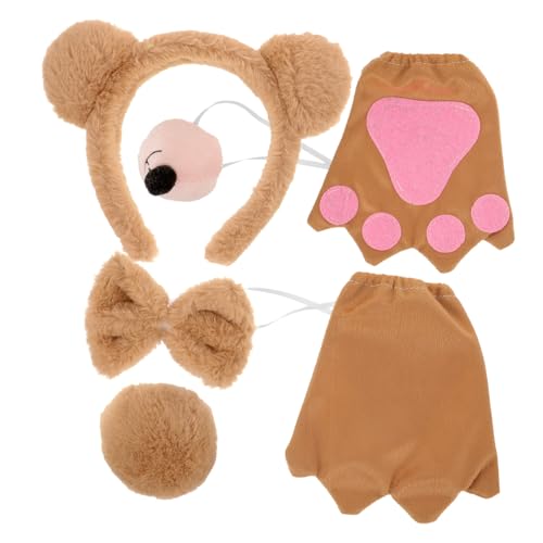 CLISPEED Bär Kostüm Zubehör Set Tier Haarreifen mit Bärenohren Schleife Handschuhe und Schwänzchen für Karneval Halloween und Cosplay Multifunktionales Accessoire für Altersgruppen von CLISPEED