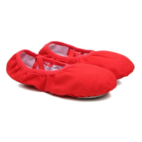 CLISPEED Ballettschläppchen mit Elastischem Riemen rutschfeste Halbsohle Atmungsaktive Leichte Tanzschuhe für Mädchen und Frauen Geeignet für Yoga Ballett Jazz und Moderne Tänze Rot von CLISPEED