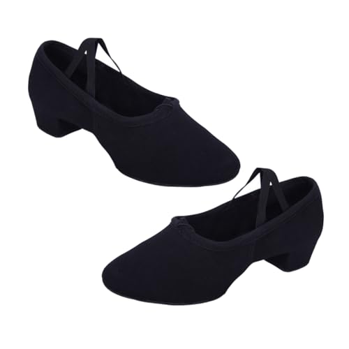 CLISPEED Ballettschuhe Damen mit Niedrigem Absatz Weiche Canvas Tanzschläppchen rutschfeste Sohle Leichte Gymnastikschuhe für Yoga Bühne Performance von CLISPEED